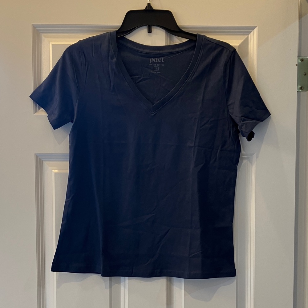 Pact Women's Deep Blue V-Neck Tee